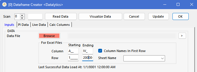 Screenshot of DFC dialog showing the default settings